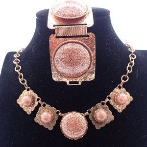 Vintage Confetti Copper and Etched Panel Lucite / SET OF 2.